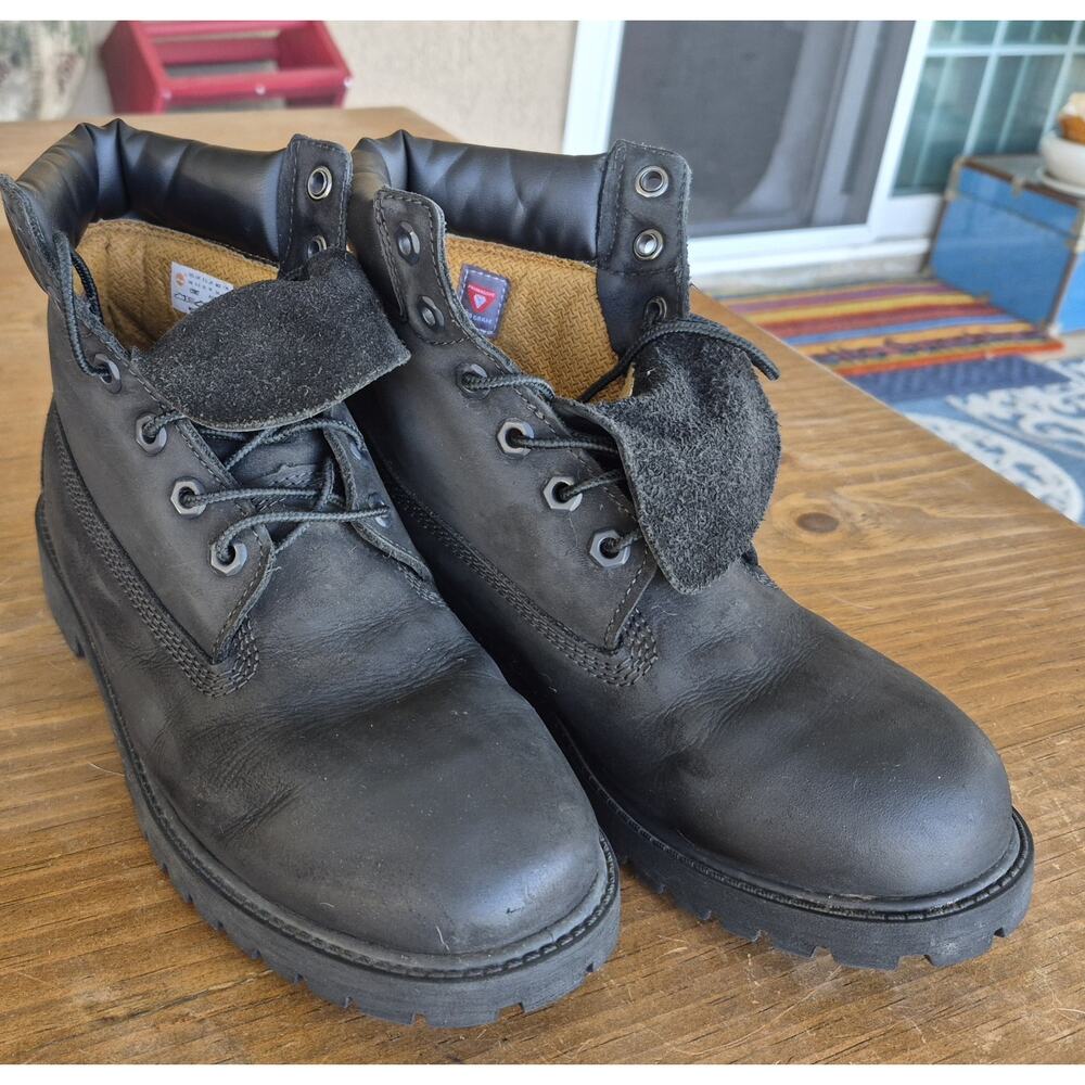 Timberland 6" Premium Waterproof Boots Black Nubuk Junior Size 6M - Picture 3 of 16